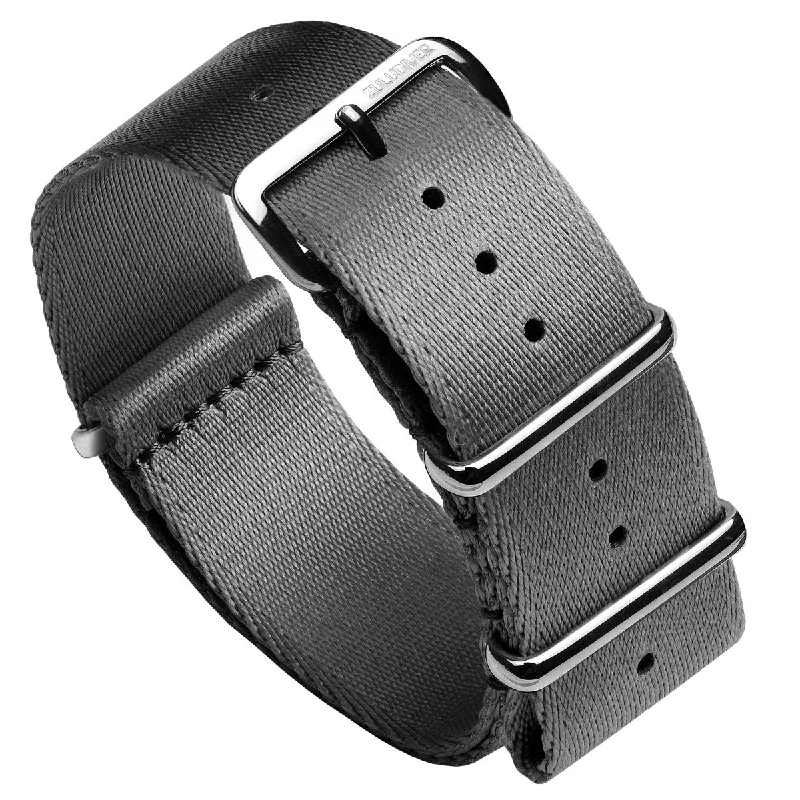 1973 British Military Watch Strap: ARMOURED - Admiralty Grey, Polished