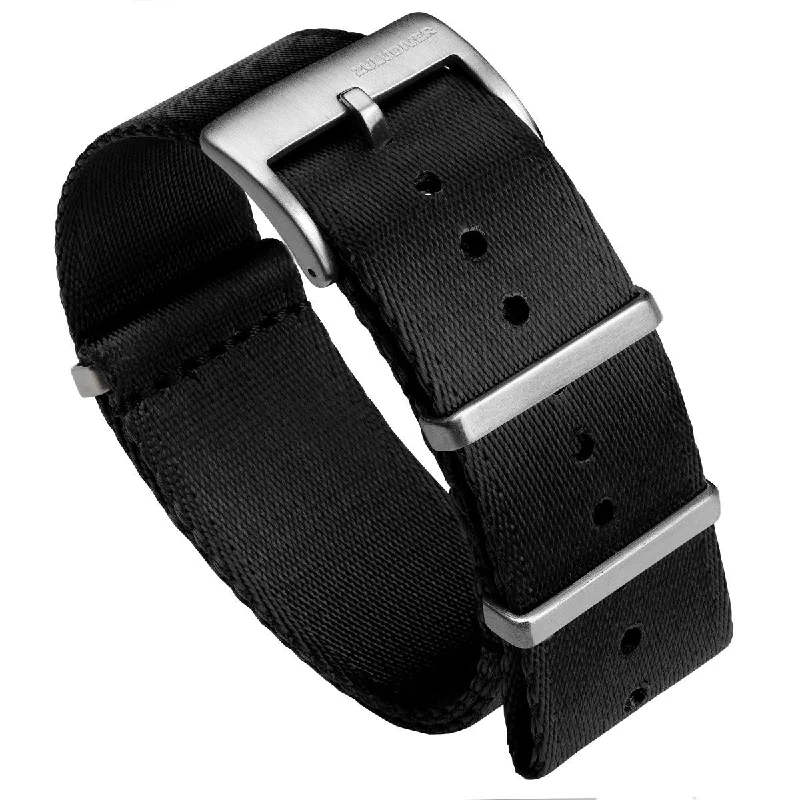 1973 British Military Watch Strap: ARMOURED RECON - Military Black, Satin