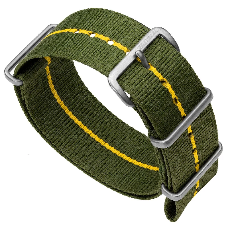 1973 British Military Watch Strap: CADET Marine National - Green, Yellow Stripe