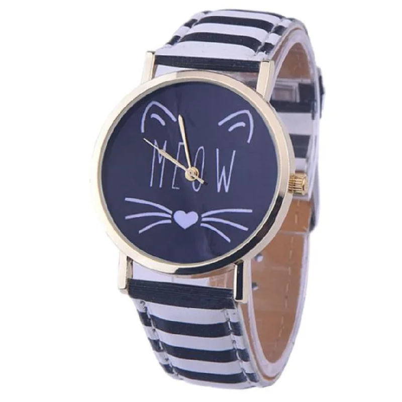 2017 New Watch Women Cat Pattern Womens Watches Quartz Wristwatches Female Quartz-watch Relogio Feminino 10 Colors