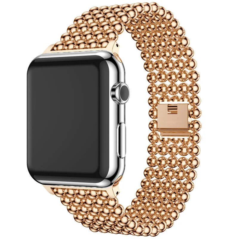 Apple Watch Beaded Steel Strap (Rose Gold)