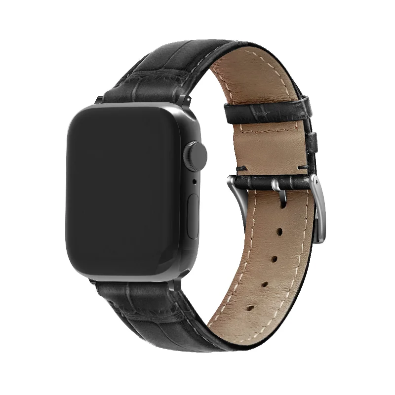 Apple Watch Leather Strap Crocodile Grain (Black)