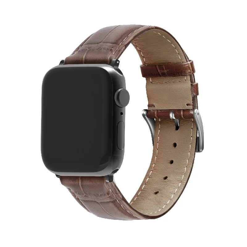 Apple Watch Leather Strap Crocodile Grain (Brown)