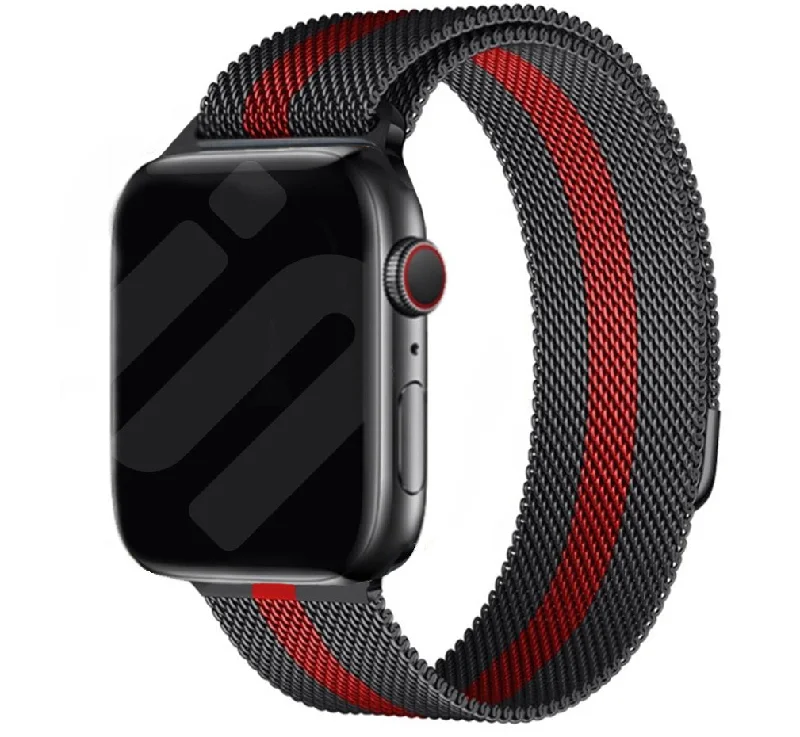 Apple Watch Milanese Strap (Black/Red)