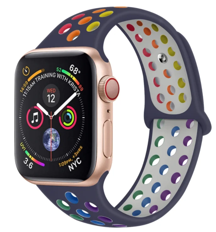 Apple Watch Sport Strap (Dark Blue/Rainbow)