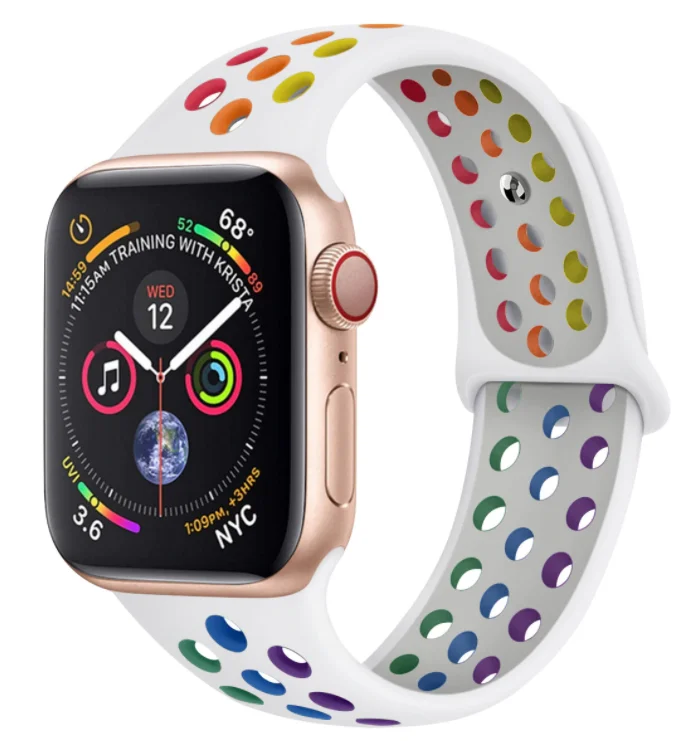 Apple Watch Sport Strap (White/Rainbow)