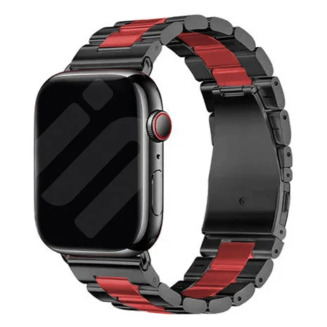 Apple Watch Steel Strap (Black/Red)