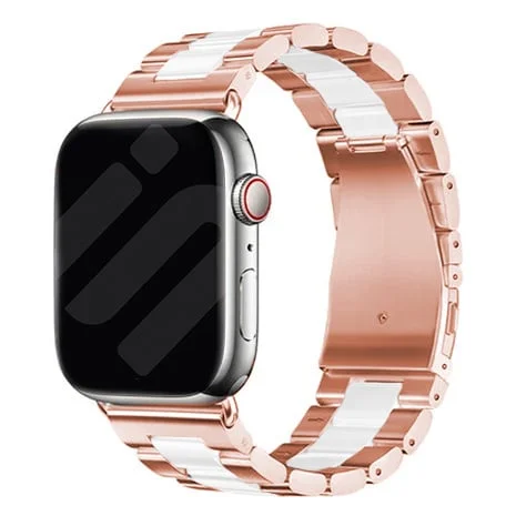 Apple Watch Steel Strap (Rose Gold/White)