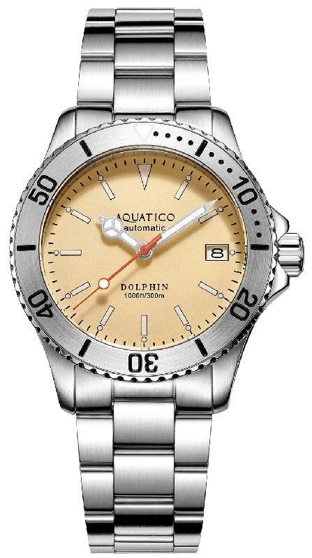 Aquatico Dolphin 39mm Automatic Dive Watch Bright Yellow