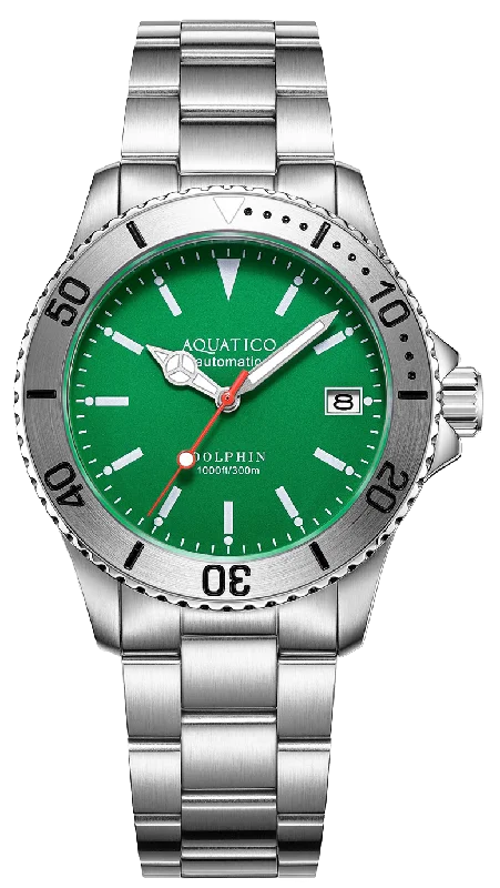 Aquatico Dolphin 39mm Automatic Dive Watch Green