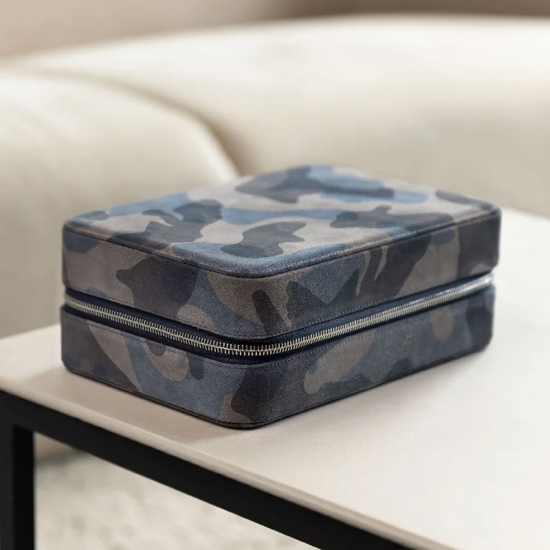 Blue Camo Suede Luxury Leather Watch Box by JPM