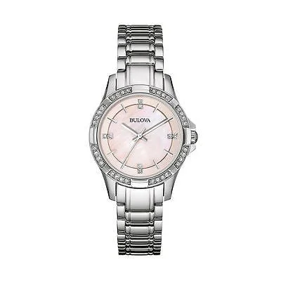 Bulova 96L206 Ladies Crystal Silver Steel Bracelet Watch