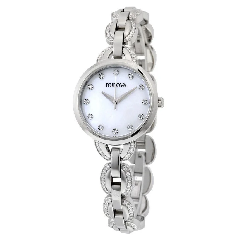 Bulova Women's 96L203 Stainless Steel Facets Watch with Mother-of-Pearl Dial