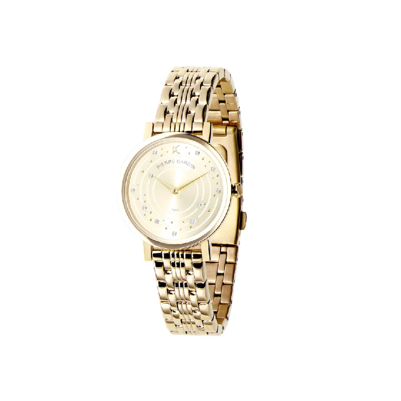 Canal St Martin Circles Gold Watch with Crystals and Champagne Dial