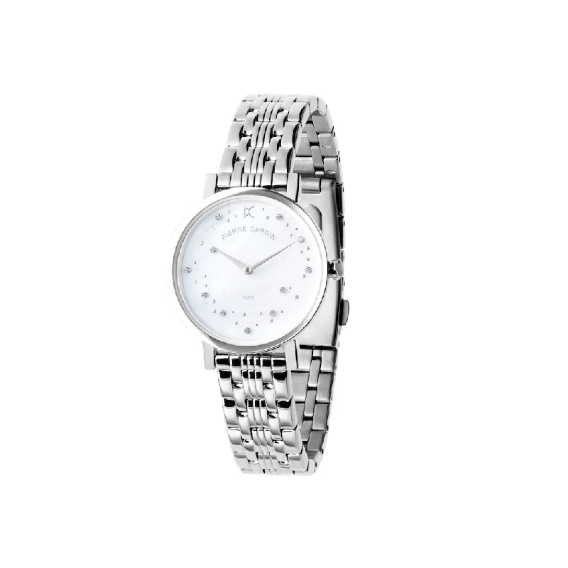 Canal St Martin Circles Stainless Steel Watch with Crystals and Mother of Pearl Dial