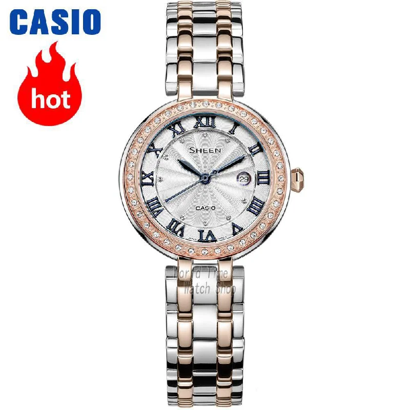 Casio watch Swarovski Crystal women watches top brand luxury set ladies watch women 50mWaterproof Quartz Sport clock reloj mujer