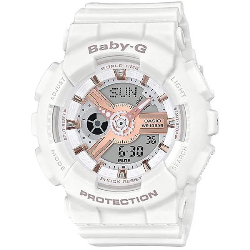 Casio Women's Analog-Digital Watch - Baby-G White Resin Strap | BA110RG-7A