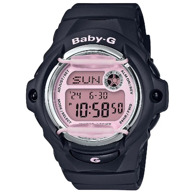 Casio Women's Quartz Watch - Baby-G Alarm Pink Digital Dial Black Strap | BG169M-1