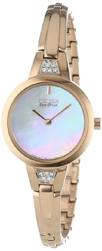 Citizen Women's EX1153-54D Silhouette Eco-Drive Rose Gold-Tone Stainless Steel Bangle with Swarovski Crystals Watch