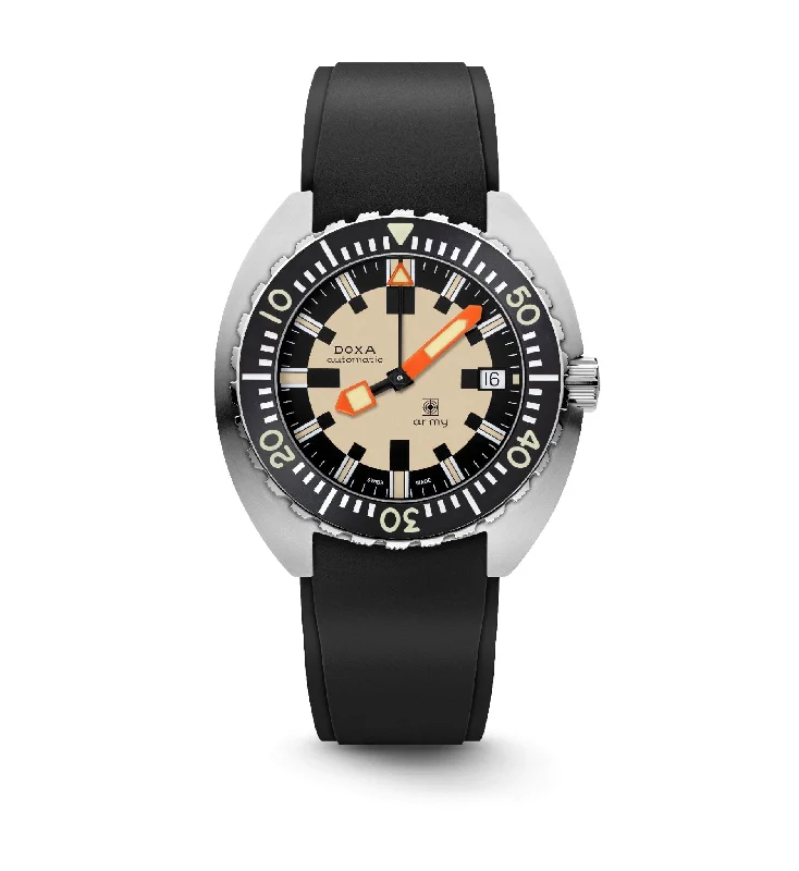 DOXA Army Stainless Steel Bezel Rubber Strap - 785.10.031.10