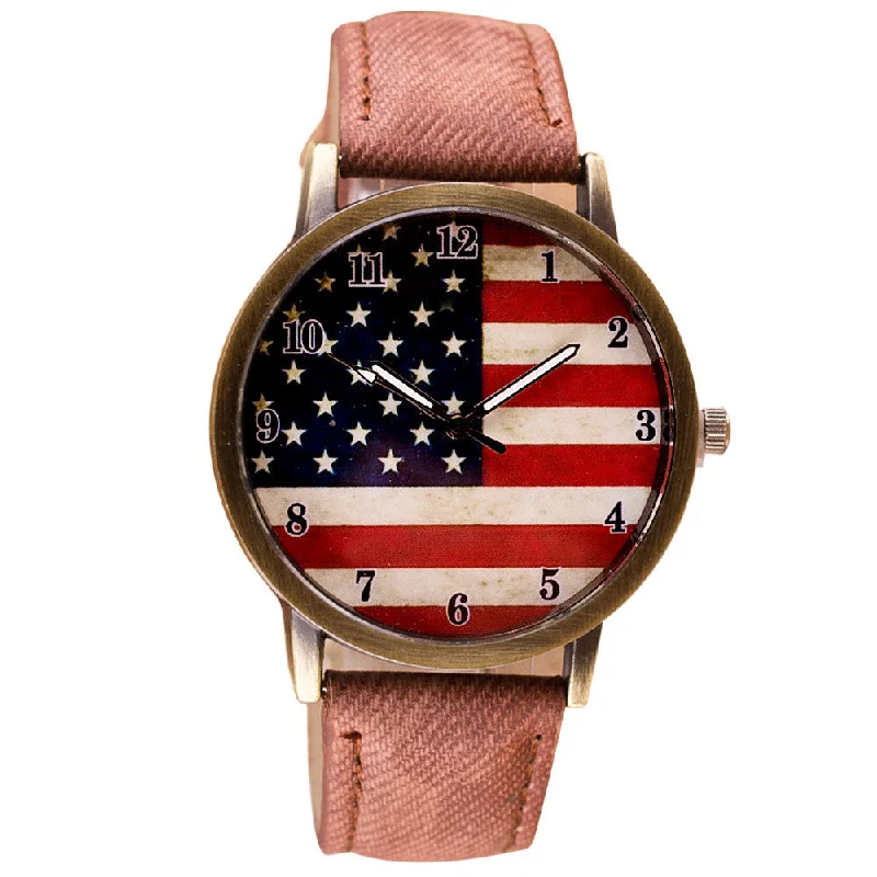 Fashion Womens Watches Casual Flag Watch Women Pu Leather Wrist Watch Quartz-Watch Relogio Feminino 2017 #23