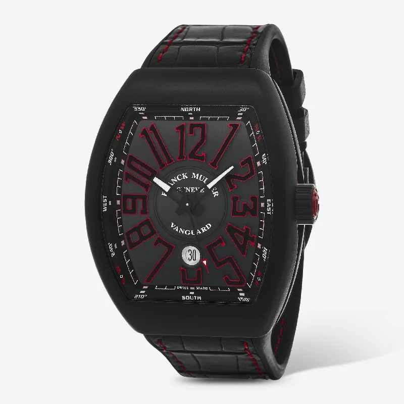 Franck Muller Vanguard Black Dial Automatic Men's Watch 45SCBLKBLKRED