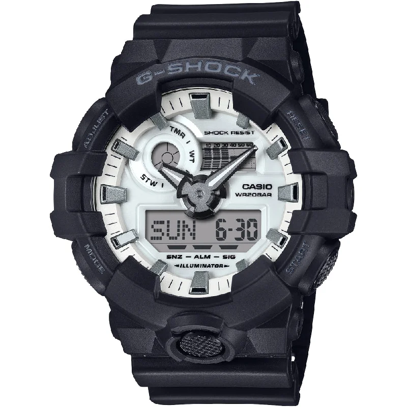 G-Shock Analog-Digital GA-700 Hidden Glow Series Front Button Watch - White Dial