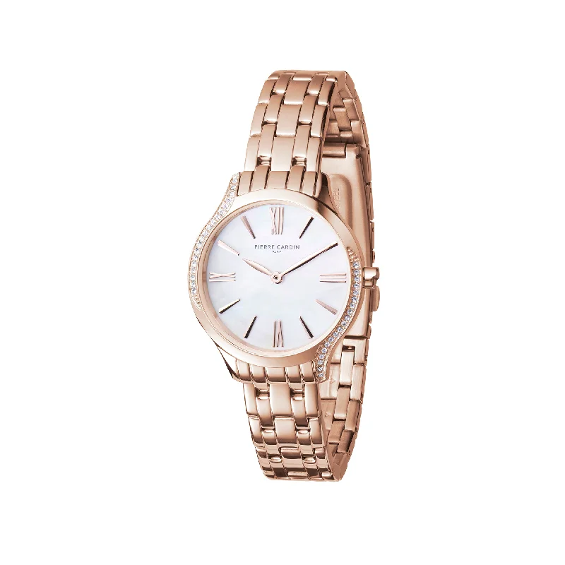 Gaillon Regal Ladies Rose Gold Watch with White Mother of Pearl Dial