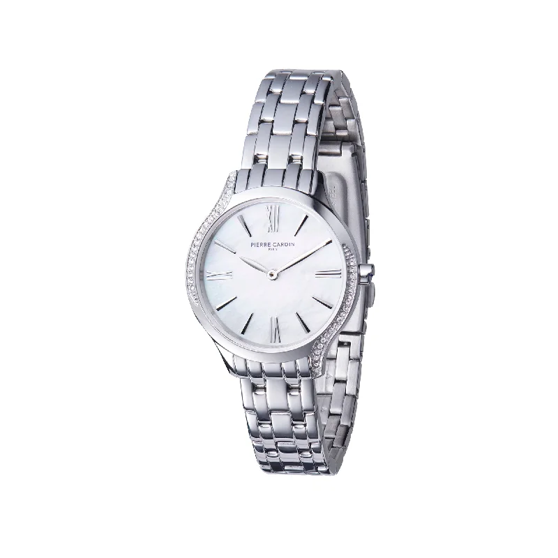 Gaillon Regal Ladies Stainless Steel Watch with White Mother of Pearl Dial