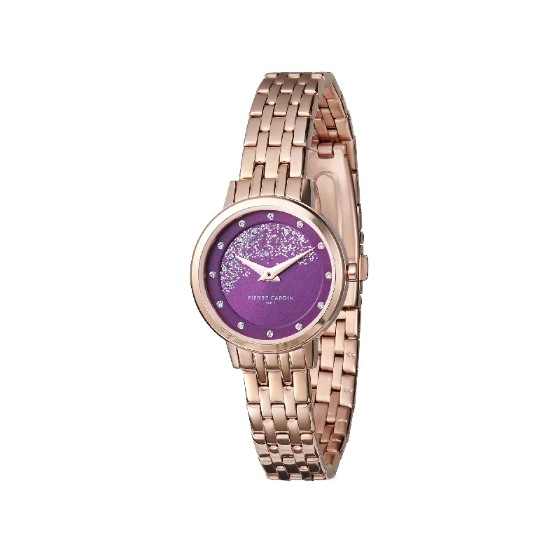 Goutte d'Or Lustre Ladies Rose Gold Watch with Violet dial