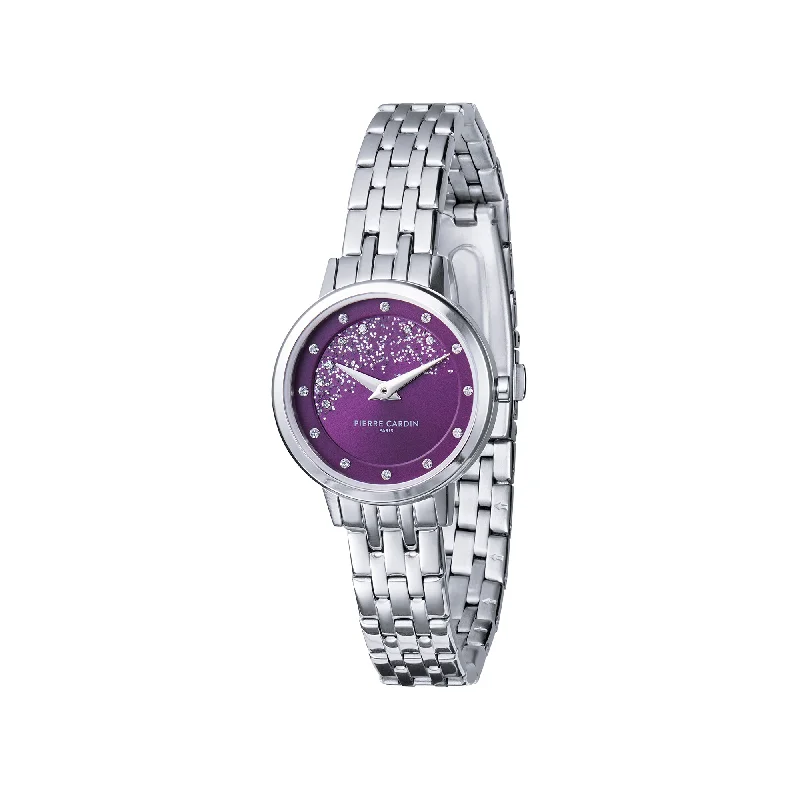 Goutte d'Or Lustre Ladies Stainless Steel Watch with Violet Dial