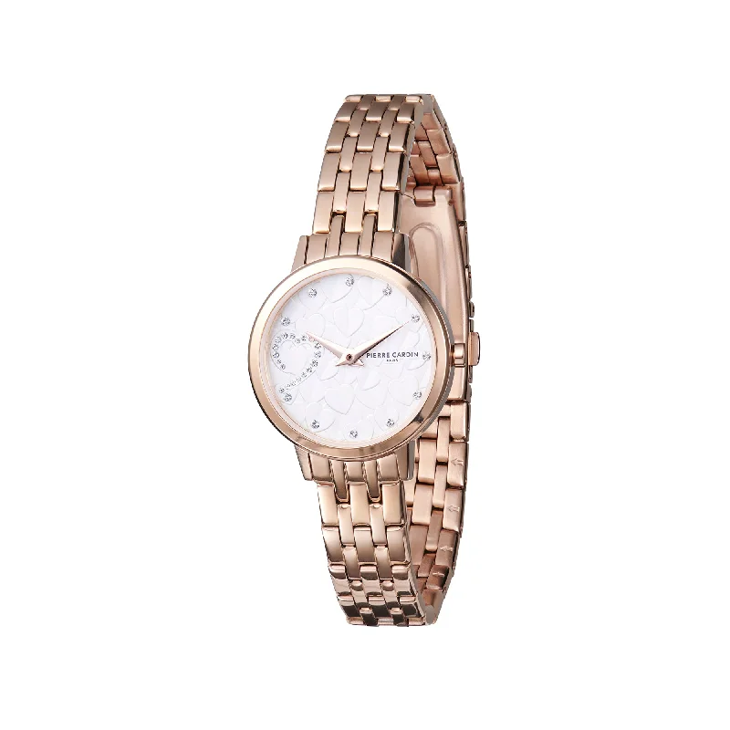 Goutte d'Or Valentines Ladies Rose Gold Watch with White Mother of Pearl Dial and Bracelet