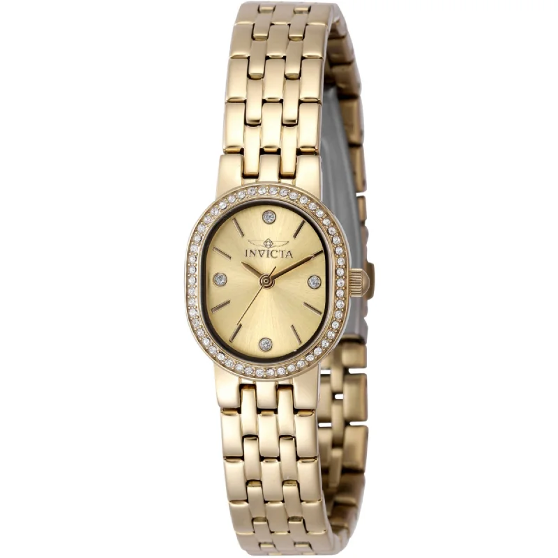 Invicta Women's Watch - Angel Quartz Oval Case Gold Tone Dial Steel Bracelet | 48135