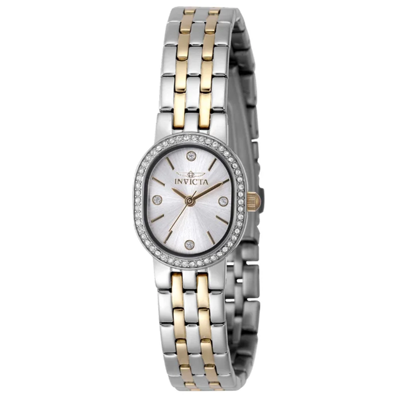 Invicta Women's Watch - Angel Quartz Oval Case Silver Dial Two Tone Bracelet | 48136