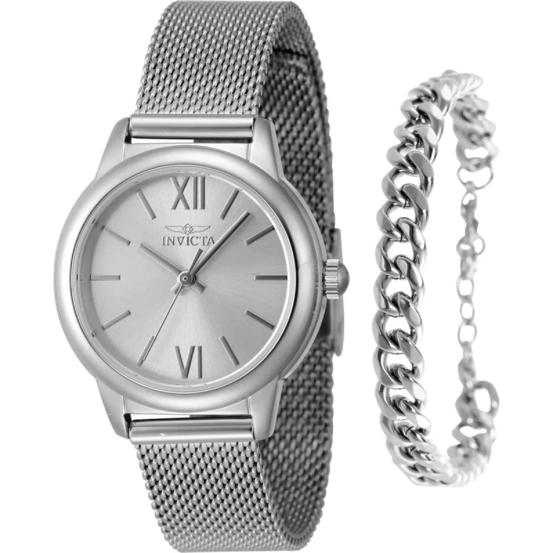 Invicta Women's Watch - Angel Quartz Silver Tone Dial Stainless Steel Bracelet | 48249