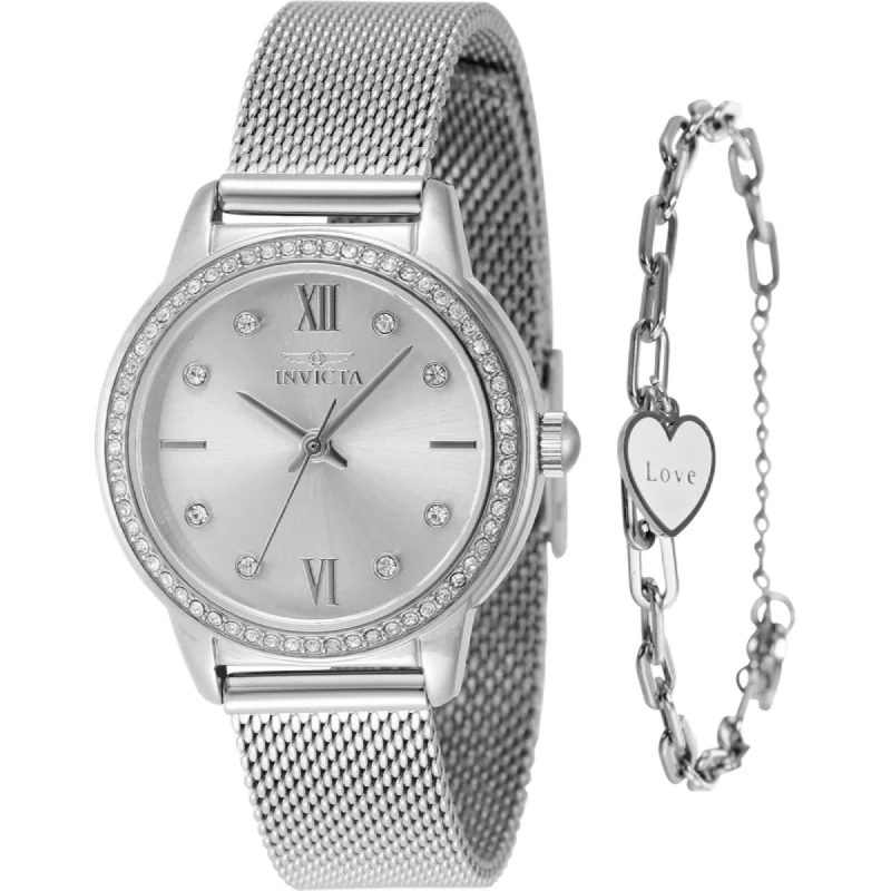 Invicta Women's Watch - Angel Quartz Silver Tone Dial Stainless Steel Bracelet | 48252