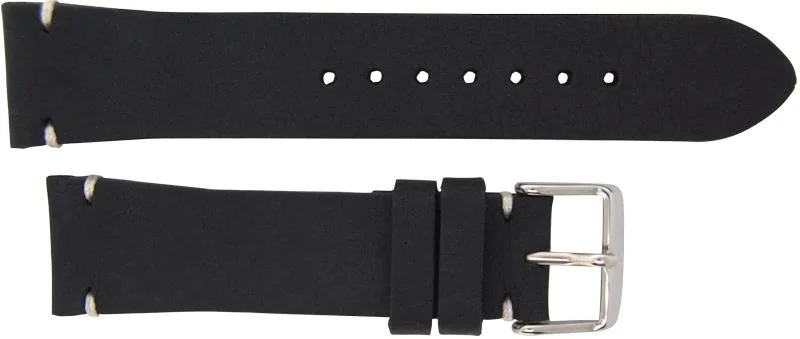 Italian Made 22mm Tapered Nubuck Leather Watch Strap Black