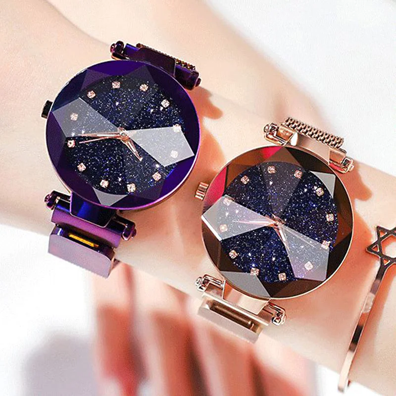 Ladies Magnetic Starry Sky Clock Luxury Women Watches Fashion Diamond Female Quartz Wristwatches