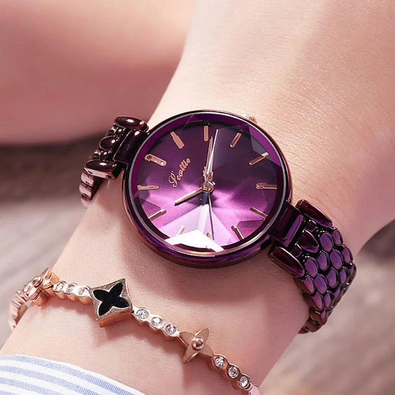 Luxury Purple Diamond Dial Women Watches Ladies Elegant Casual Quartz Watch Woman Dress Watches Clock Women relojes para mujer