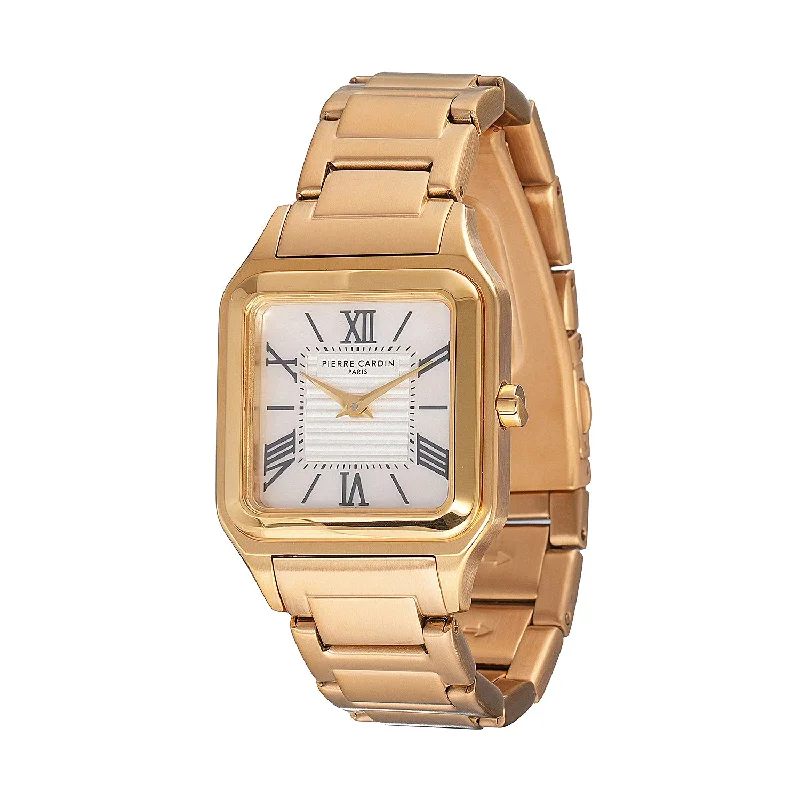 Ménilmontant Carré Women’s Square Watch - Gold Case, Champagne Dial with Gold Metal Strap