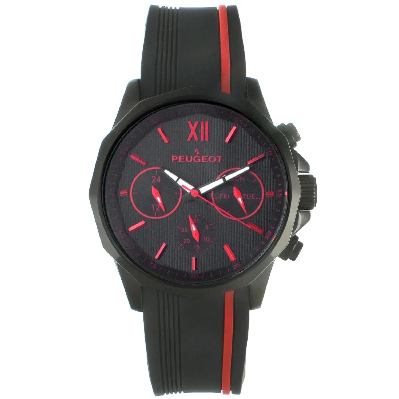 Men's 46mm Red Multi-Function Sport Rubber Watch