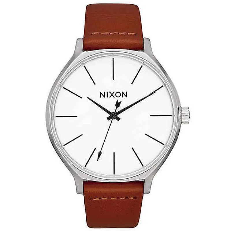 Nixon Women's Japanese Quartz Watch - The Clique White Dial Leather Strap | A12501113