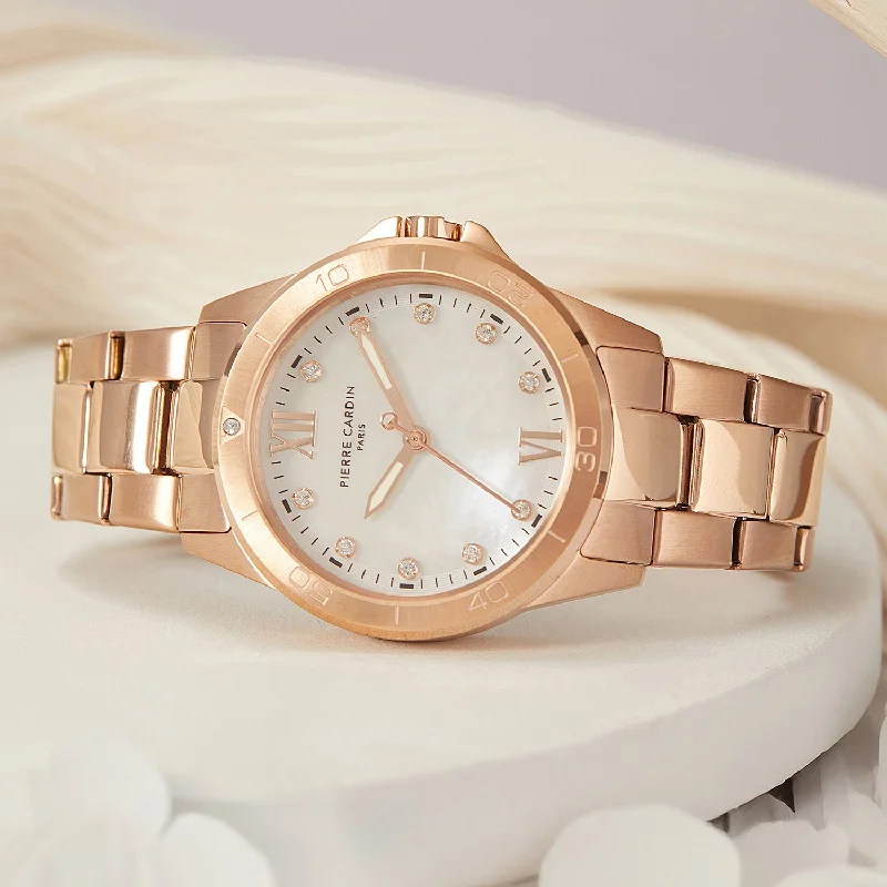 Observatoire Éclat Ladies’ Watch - Rose Gold Case with White Mother of Pearl Dial and Crystal Indexes