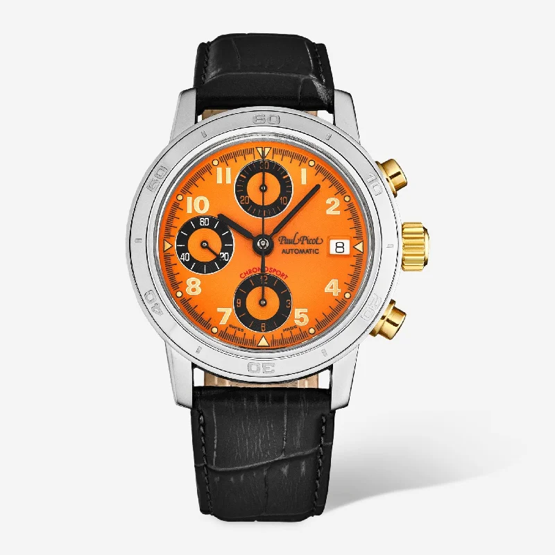 Paul Picot Chronosport Chronograph Orange Dial Men's Automatic Watch P7033.20A.935