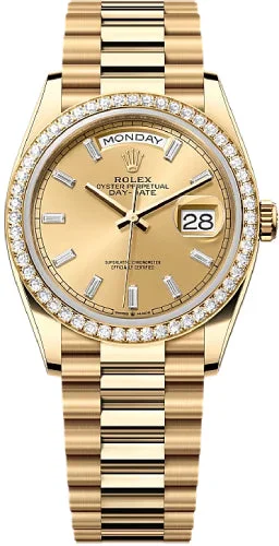 Rolex Day-Date 36 36mm Champagne Colour Diamond-Set Dial Diamond-Set Bezel President Bracelet - 128348RBR | 2024 Model