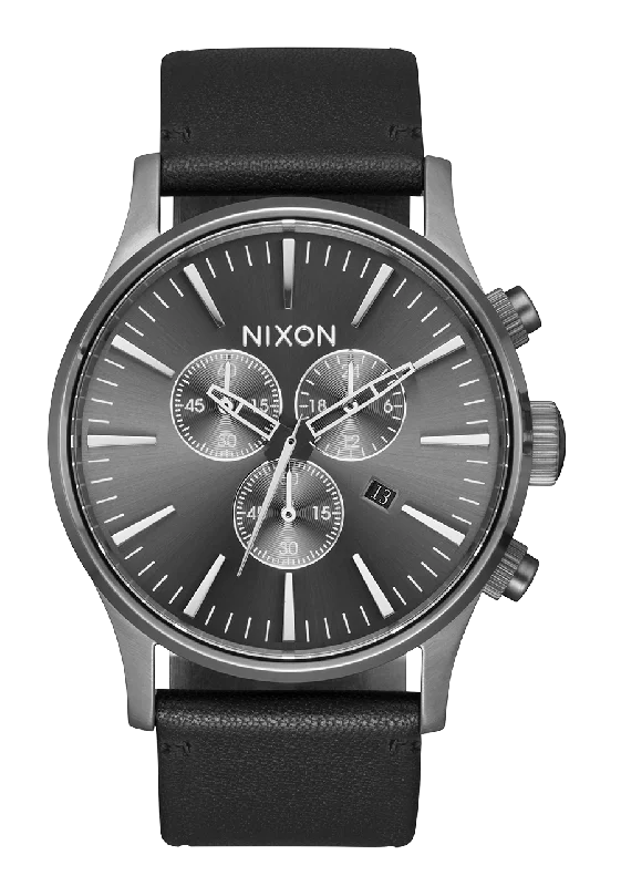 Sentry Chrono Leather - All Gunmetal / Black