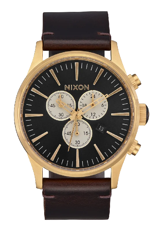 Sentry Chrono Leather - Gold / Indigo / Brown