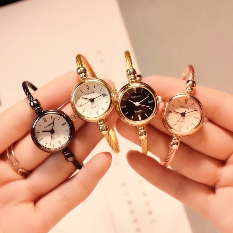 Small Gold Bangle Bracelet Luxury Watches Stainless Steel Retro Ladies Quartz Wristwatches