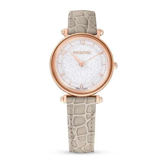 Crystalline Swiss Made Leather  Gold-tone Plated Wonder Watch 5656899