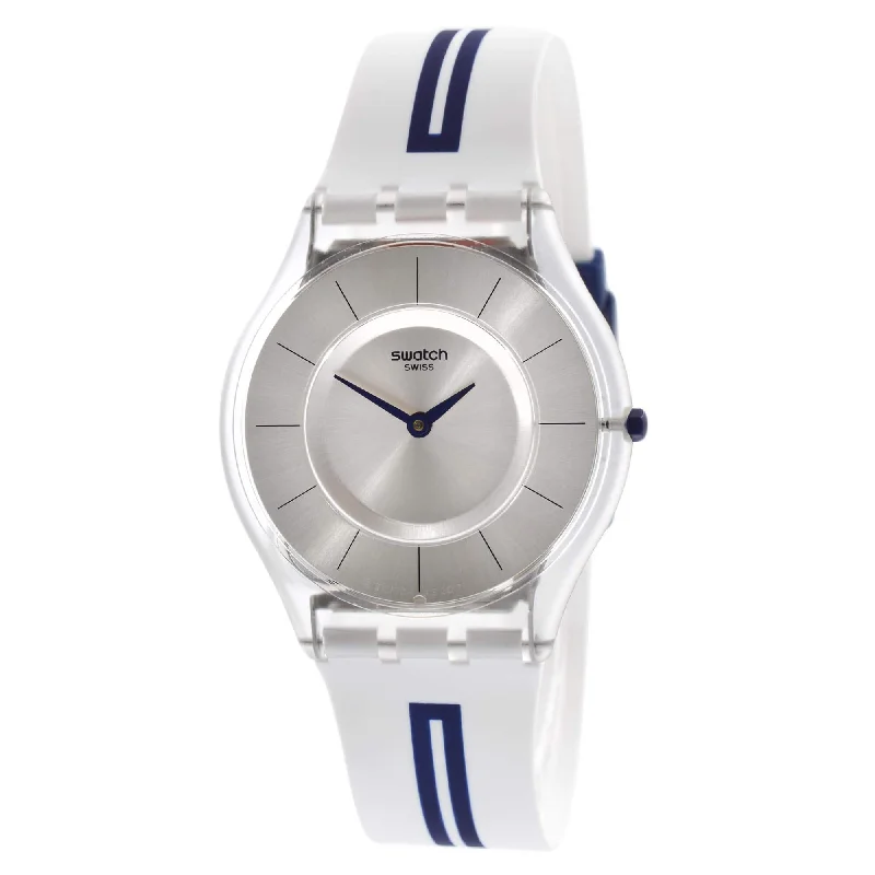 Swatch Women's Watch - Time to Swatch Mediolino Silver Dial Rubber Strap | SFE112